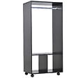 HOMCOM - Armoire penderie étagère 2 niches penderie 4 roulettes pivotantes dim. 60L x 40l x 128H cm noir - vignette