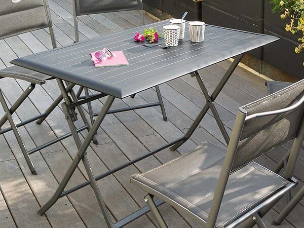 HESPERIDE - Table de jardin rectangulaire Azua 4 places Graphite - Hespéride - large