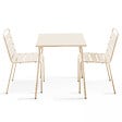 OVIALA - Ensemble table de jardin carrée et 2 chaises acier ivoire - Palavas - vignette