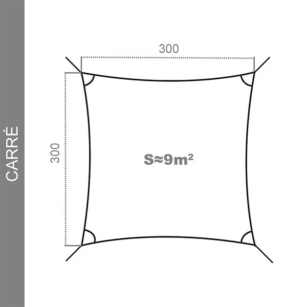 COTE STORE - Voile d'ombrage 3 x 3 m imperméable 220g/m² Haute densité - Tissu déperlant - Terracotta épicé - large