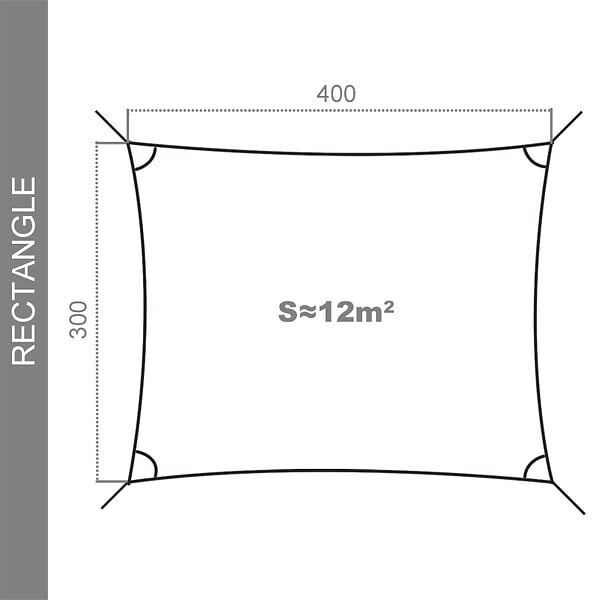 COTE STORE - Voile d'ombrage 4 x 3 m imperméable 220 g/m² Haute densité - Tissu déperlant - Gris ardoise - large