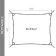 COTE STORE - Voile d'ombrage 4 x 3 m imperméable 220 g/m² Haute densité - Tissu déperlant - Gris ardoise - vignette