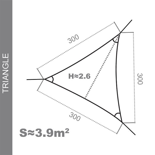COTE STORE - Voile d'ombrage 3 x 3 x 3 m imperméable 220g/m² Haute densité - Tissu déperlant - Beige crème - large