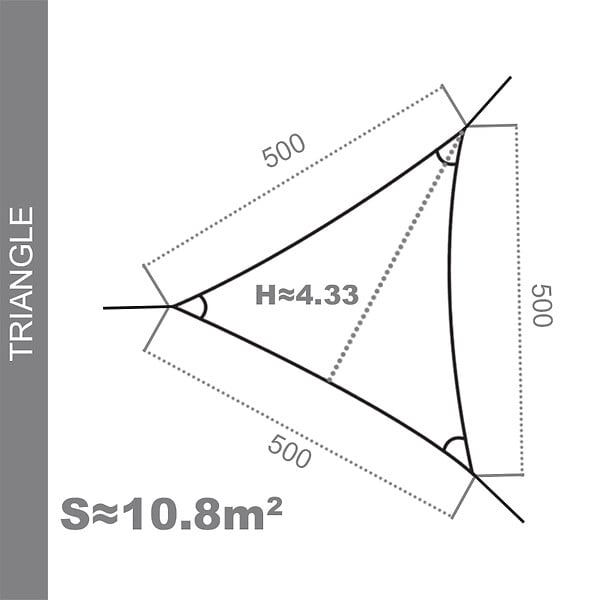 COTE STORE - Voile d'ombrage 5 x 5 x 5 m imperméable 220g/m² Haute densité - Tissu déperlant - Gris ardoise - large