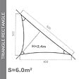 COTE STORE - Voile d'ombrage 3 x 4 x 5 m imperméable 220g/m² Haute densité - Tissu déperlant - Gris ardoise - vignette
