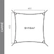 COTE STORE - Voile d'ombrage 4 x 4 m imperméable 220g/m² Haute densité - Tissu déperlant - Gris ardoise - vignette