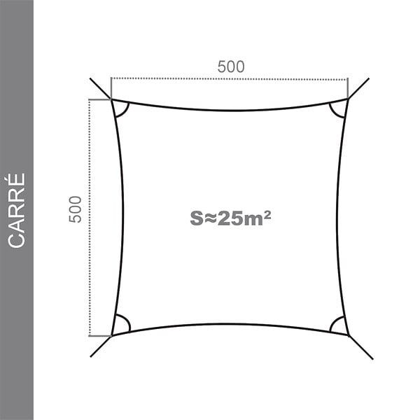 COTE STORE - Voile d'ombrage 5 x 5 m imperméable 220g/m² Haute densité - Tissu déperlant - Taupe cendré - large