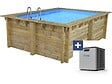 HABITAT ET JARDIN - Piscine bois rectangle " Caimans  " - 4.10 x 3.00 x 1.24  m + Mini pompe à chaleur 3.5kW - Métal - Gris - vignette