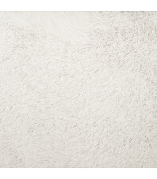 ATMOSPHERA - Pouf et Coffre de rangement en bois et Fourrure Blanche 38 x 38 cm - large