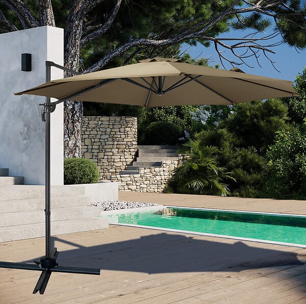 ESSENCIEL GREEN - Parasol decentre - Aluminium - Marron - D3m - large