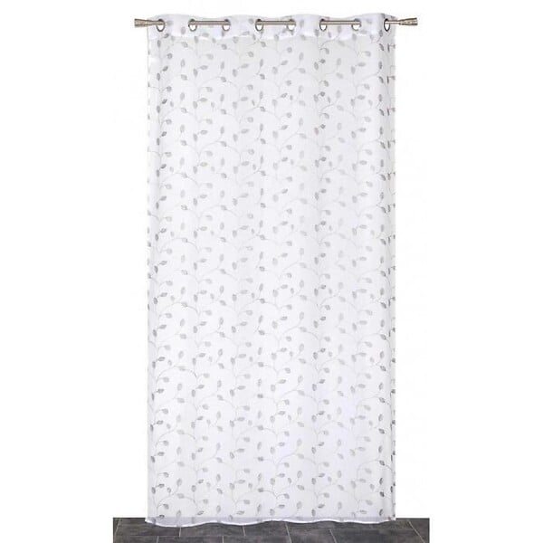 DYLREV - Voilage étamine brodée 140x240 gris - large