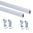 EMUCA - Lot de 2 x 0.75m Rails pour armoires en soie avec supports, Aluminium et Plastique, Anodisé mat - vignette
