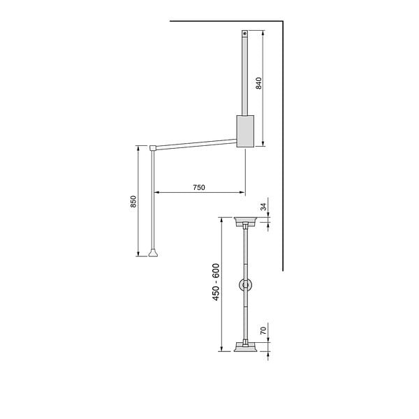 EMUCA - Penderie rabattable pour armoire Hang, 450 - 600, Chromé, Acier et Plastique. - large