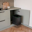 EMUCA - poubelle de recyclage pour montage inférieur et extraction manuelle pour meuble de cuisine Recycle 1x35 litres, Plastique gris anthracite - vignette