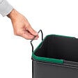 EMUCA - poubelle de recyclage pour montage inférieur et extraction manuelle pour meuble de cuisine Recycle 1x35 litres, Plastique gris anthracite - vignette