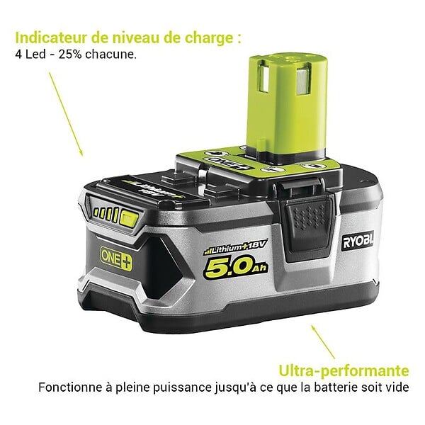 RYOBI - Batterie ultra-performante Li-Ion 18V ONE+â„¢ 5Ah RB18L50 compatible et rétro-compatible avec les outils de bricolage et de jardinage 18V ONE+â„¢ Ryobi - large