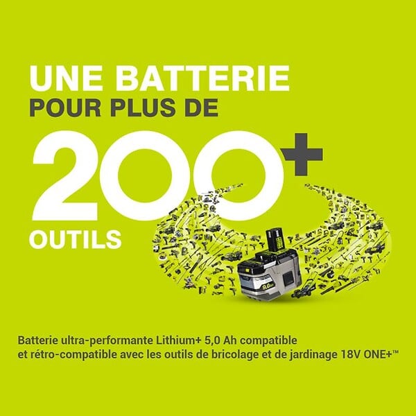 RYOBI - Batterie ultra-performante Li-Ion 18V ONE+â„¢ 5Ah RB18L50 compatible et rétro-compatible avec les outils de bricolage et de jardinage 18V ONE+â„¢ Ryobi - large