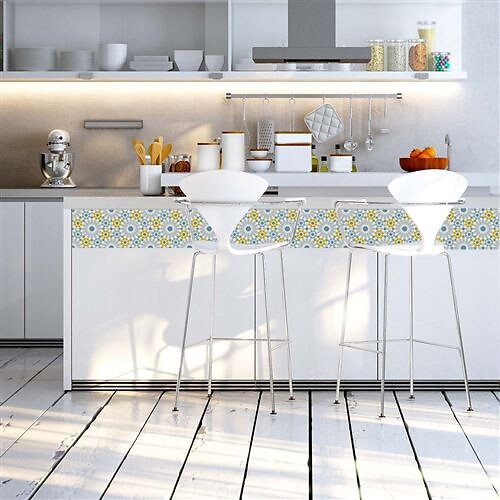 DRAEGER - Bande adhésive Motif Azulejos vert gris et ocre - large