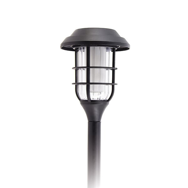XANLITE - Balise solaire LED noire effet flamme, structure plastique, lumière blanc très chaud 1800 K, autonomie jusqu’à 8 h, alimentation solaire, indice IP44, dimensions 118 × 427 mm, usage extérieur décorati - large