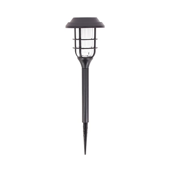 XANLITE - Balise solaire LED noire effet flamme, structure plastique, lumière blanc très chaud 1800 K, autonomie jusqu’à 8 h, alimentation solaire, indice IP44, dimensions 118 × 427 mm, usage extérieur décorati - large