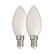 XANLITE - Lot de 2 ampoules Filament LED flamme opaques, culot E14, puissance équivalente 40W, flux 470 lm, lumière blanc neutre 4000 K - vignette