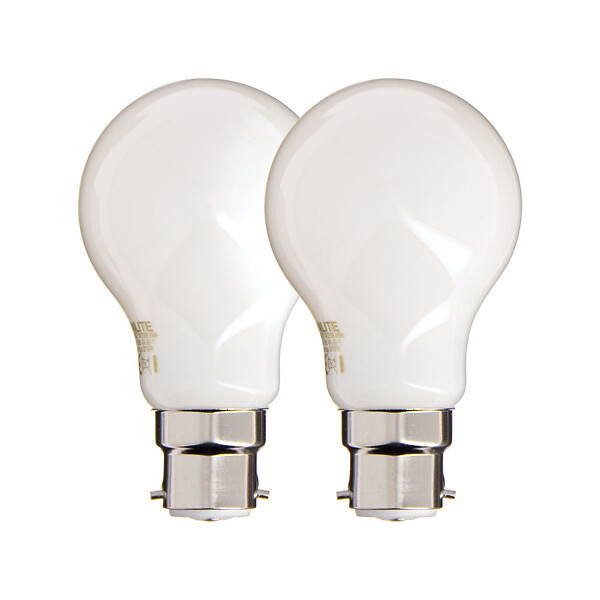 XANLITE - Lot de 2 ampoules Filament LED opaques, culot B22, forme A60, puissance équivalente 60W, flux 806 lm, lumière blanc chaud 2700 K - large