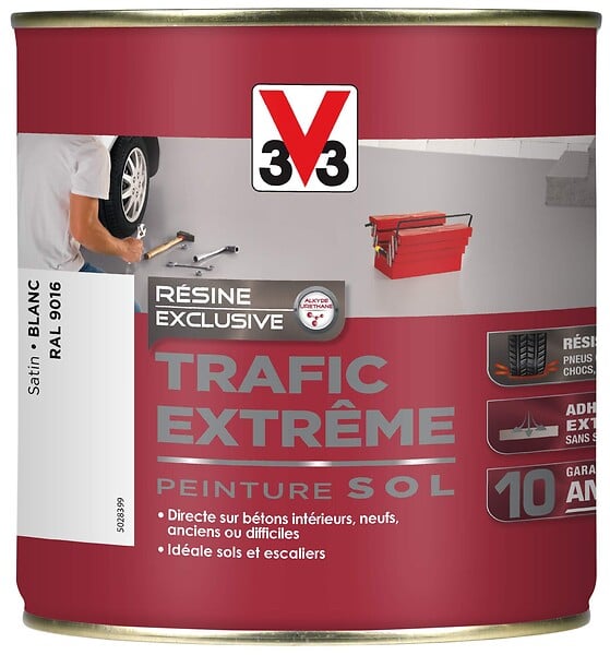 V33 PEINTURE - Peinture sol Trafic Extrême Satin Blanc Pot 0.5l - large