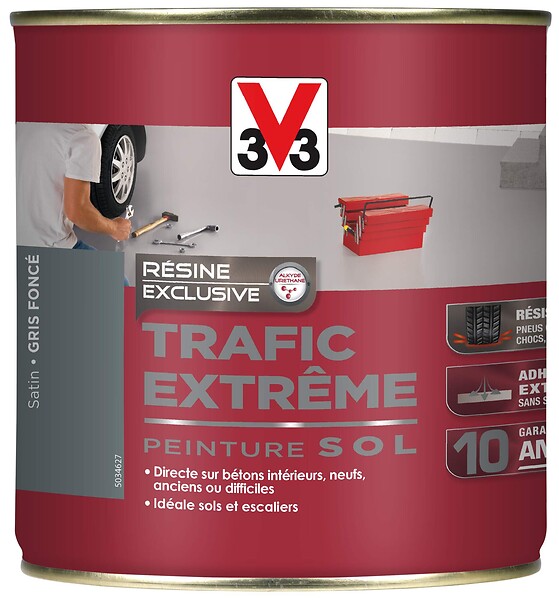 V33 PEINTURE - Peinture sol Trafic Extrême Satin Gris fonce Pot 0.5l - large