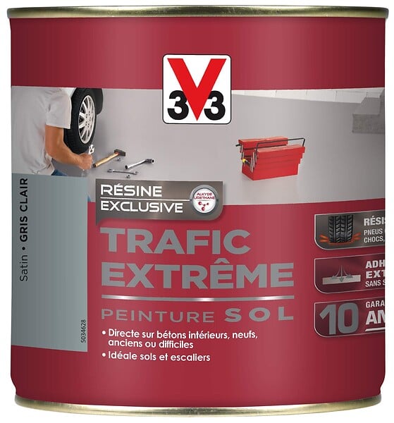 V33 PEINTURE - Peinture sol Trafic Extrême Satin Gris clair Pot 0.5l - large