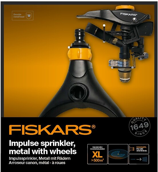 FISKARS - Arroseur canon en métal avec roues - large
