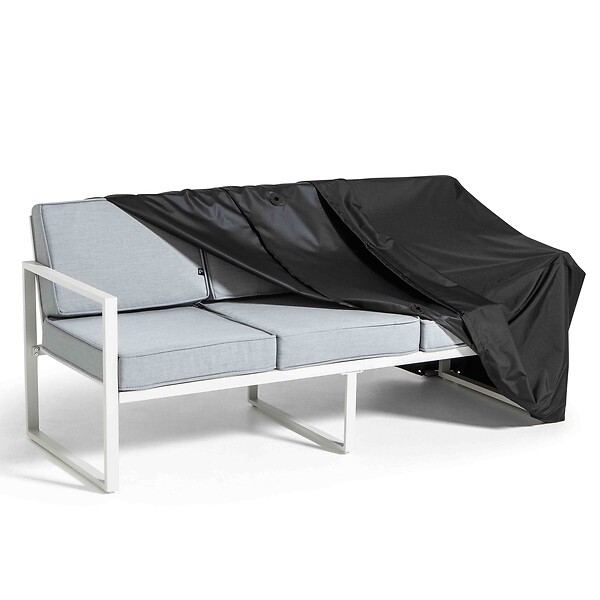 OVIALA - Housse de canapé extérieur 3 personnes polyester noire - Cov'Up - large