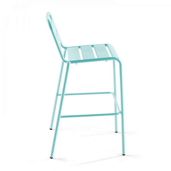 OVIALA - Chaise haute de jardin en métal turquoise - Palavas - large