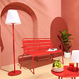OVIALA - Lampadaire en acier rouge - Bell - vignette