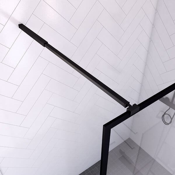 AURLANE - Paroi de douche 120x200cm + receveur a poser 120x80cm - cadre et barre noir mat - CONTOURING 120 - large