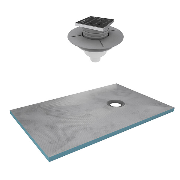 AURLANE - Receveur de Douche à Carreler 140x90 cm avec Bondes à Sortie Verticale - Grille Inox - large