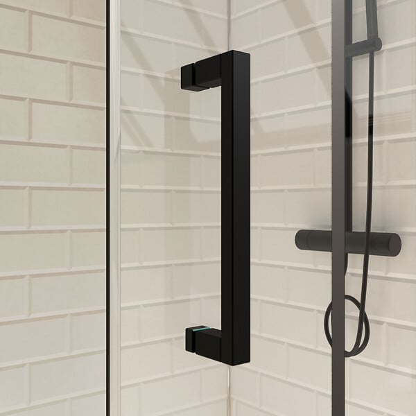 AURLANE - Porte de douche serigraphiee - 90x200cm + Paroi retour - 90x200 cm - PORTE PIVOTANTE - large