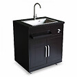 OVIALA - Meuble évier 2 portes pour cuisine extérieure noir - vignette