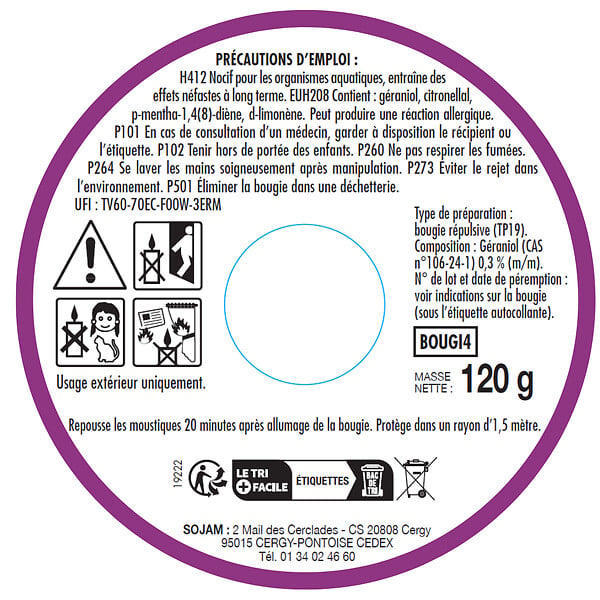 ACTO - Bougie anti-moustiques terracotta d'exterieur - large