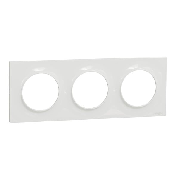 SCHNEIDER ELECTRIC - Odace Styl, plaque Blanc 3 postes horizontaux ou verticaux entraxe 71 - large