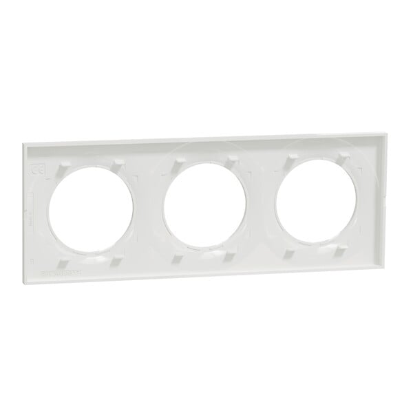 SCHNEIDER ELECTRIC - Odace Styl, plaque Blanc 3 postes horizontaux ou verticaux entraxe 71 - large