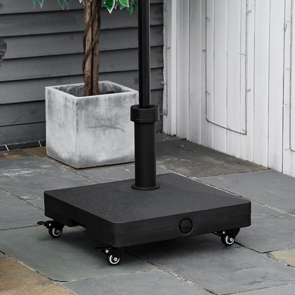 OUTSUNNY - Pied de parasol base de lestage parasol carré HDPE surface granuleuse noir - large