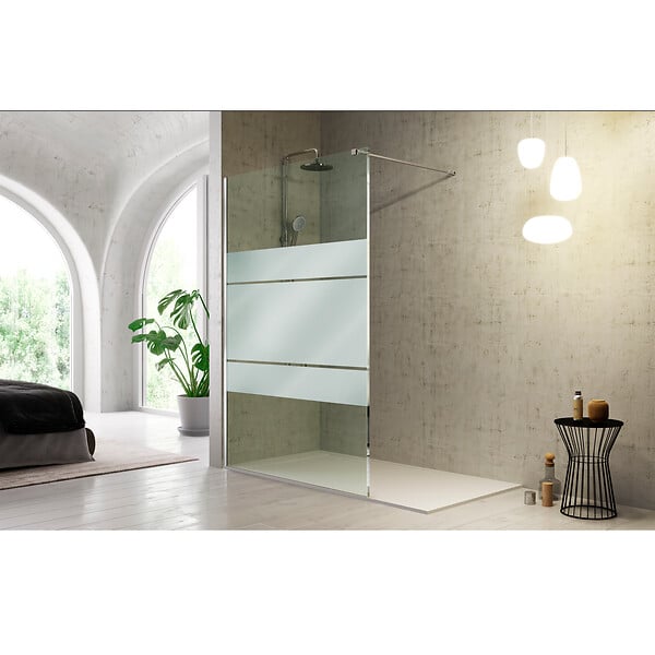 KASSANDRA - Paroi de douche fixe FRESH verre sérigraphié 110 cm - large