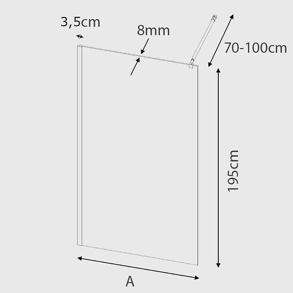 KASSANDRA - Paroi de douche fixe FRESH verre sérigraphié 110 cm - large