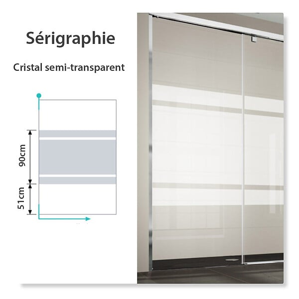 KASSANDRA - Paroi de douche fixe FRESH verre sérigraphié 110 cm - large