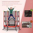 HOMCOM - Trampoline enfant Ø 1,63 × 1,63H m filet de sécurité porte zipée couvre-ressorts 6 poteaux rembourrés inclus rouge - vignette