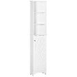 HOMCOM - Meuble colonne salle de bain 3 niches placard porte persienne 3 étagères MDF panneaux de particules blanc - vignette