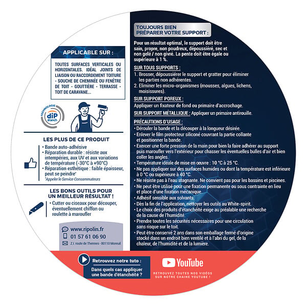 RIPOLIN - Bande auto-adhesive etanche Gris 10mx10cm - large