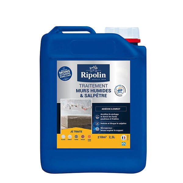 RIPOLIN - Traitement murs humides et salpêtre Bidon 2.5l - large