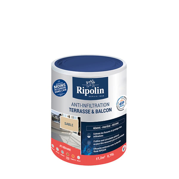 RIPOLIN - Peinture etanche terrasse-balcon Sable Pot 0.75l - large