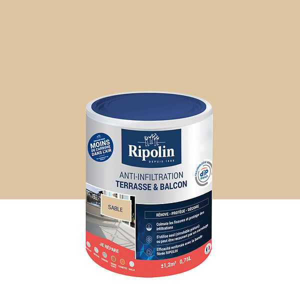 RIPOLIN - Peinture etanche terrasse-balcon Sable Pot 0.75l - large